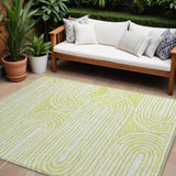 8' X 10' Green and White Abstract Washable Non Skid Indoor Outdoor Area Rug
