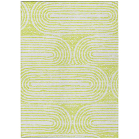 8' X 10' Green and White Abstract Washable Non Skid Indoor Outdoor Area Rug