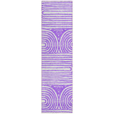 8' Runner Purple and White Abstract Washable Non Skid Indoor Outdoor Runner Rug