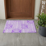 3' X 5' Purple and White Abstract Washable Non Skid Indoor Outdoor Area Rug