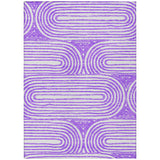 5' X 8' Purple And White Abstract Washable Indoor Outdoor Area Rug