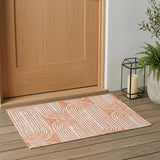 2' X 3' Orange and Ivory Abstract Washable Non Skid Indoor Outdoor Area Rug
