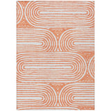 3' X 5' Orange and Ivory Abstract Washable Non Skid Indoor Outdoor Area Rug