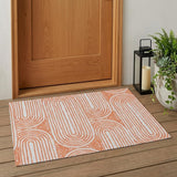 3' X 5' Orange and Ivory Abstract Washable Non Skid Indoor Outdoor Area Rug