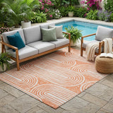 5' X 8' Orange and Ivory Abstract Washable Non Skid Indoor Outdoor Area Rug