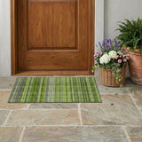 3' X 5' Green Plaid Washable Non Skid Indoor Outdoor Area Rug