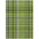 3' X 5' Green Plaid Washable Non Skid Indoor Outdoor Area Rug