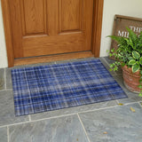 2' X 3' Navy Blue Plaid Washable Non Skid Indoor Outdoor Area Rug