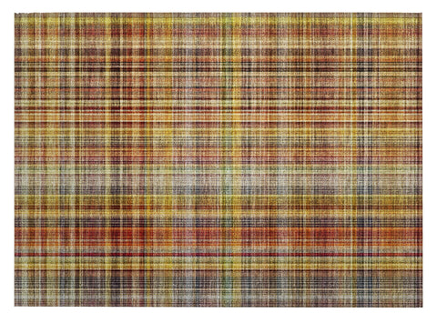 2' X 3' Orange Plaid Washable Non Skid Indoor Outdoor Area Rug