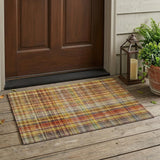 2' X 3' Orange Plaid Washable Non Skid Indoor Outdoor Area Rug