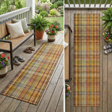 8' Runner Orange Plaid Washable Non Skid Indoor Outdoor Runner Rug