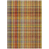 3' X 5' Orange Plaid Washable Non Skid Indoor Outdoor Area Rug