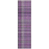 8' Runner Purple Plaid Washable Non Skid Indoor Outdoor Runner Rug