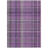 5' X 8' Purple and Gray Plaid Washable Non Skid Indoor Outdoor Area Rug