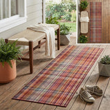 8' Runner Red Plaid Washable Non Skid Indoor Outdoor Runner Rug
