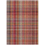 3' X 5' Red Orange and Brown Plaid Washable Non Skid Indoor Outdoor Area Rug