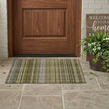 3' X 5' Green Beige and Gray Plaid Washable Non Skid Indoor Outdoor Area Rug