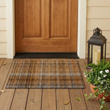 2' X 3' Orange Brown and Gray Plaid Washable Non Skid Indoor Outdoor Area Rug