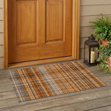 3' X 5' Terra Cotta Plaid Washable Non Skid Indoor Outdoor Area Rug