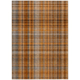 3' X 5' Terra Cotta Plaid Washable Non Skid Indoor Outdoor Area Rug