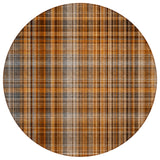 8' Round Terra Cotta Round Plaid Washable Non Skid Indoor Outdoor Area Rug
