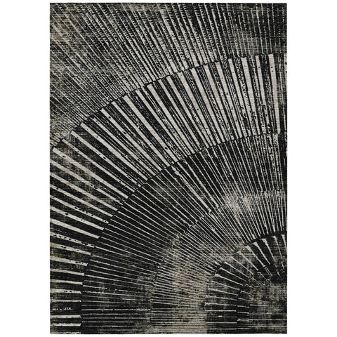 3' X 5' Black And Ivory Abstract Washable Indoor Outdoor Area Rug