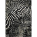 5' X 8' Black And Ivory Abstract Washable Indoor Outdoor Area Rug