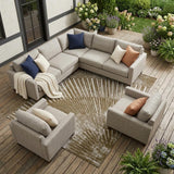 8' X 10' Chocolate Abstract Washable Non Skid Indoor Outdoor Area Rug