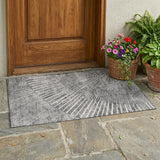2' X 3' Gray and Ivory Abstract Washable Non Skid Indoor Outdoor Area Rug