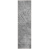 8' Runner Gray and Ivory Abstract Washable Non Skid Indoor Outdoor Runner Rug