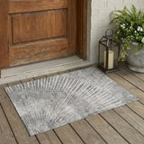 3' X 5' Gray and Ivory Abstract Washable Non Skid Indoor Outdoor Area Rug