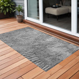 3' X 5' Gray and Ivory Abstract Washable Non Skid Indoor Outdoor Area Rug