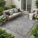 5' X 8' Gray and Ivory Abstract Washable Non Skid Indoor Outdoor Area Rug