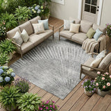 8' X 10' Gray and Ivory Abstract Washable Non Skid Indoor Outdoor Area Rug