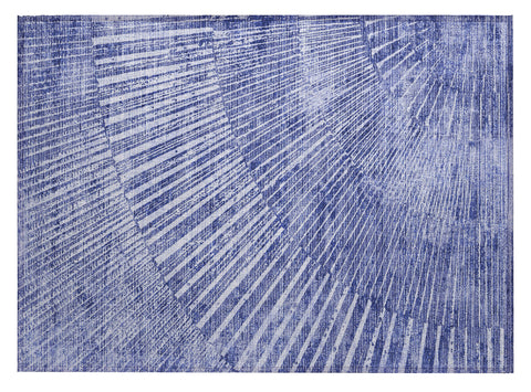 2' X 3' Navy Blue Abstract Washable Non Skid Indoor Outdoor Area Rug