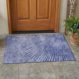 2' X 3' Navy Blue Abstract Washable Non Skid Indoor Outdoor Area Rug