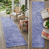 8' Runner Navy Blue Abstract Washable Non Skid Indoor Outdoor Runner Rug