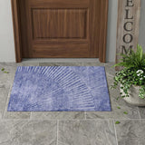 3' X 5' Navy Blue Abstract Washable Non Skid Indoor Outdoor Area Rug