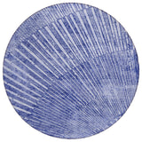 8' Round Navy Blue Round Abstract Washable Non Skid Indoor Outdoor Area Rug