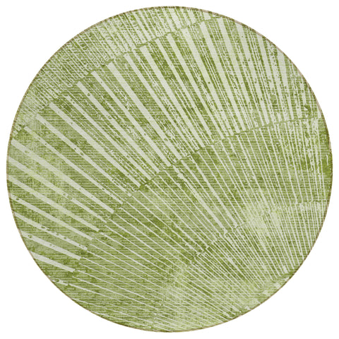 8' Round Sage Round Abstract Washable Non Skid Indoor Outdoor Area Rug