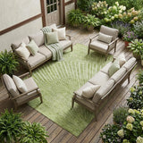 8' X 10' Sage Abstract Washable Non Skid Indoor Outdoor Area Rug