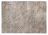2' X 3' Taupe and Ivory Abstract Washable Non Skid Indoor Outdoor Area Rug