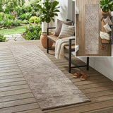 8' Runner Taupe and Ivory Abstract Washable Non Skid Indoor Outdoor Runner Rug