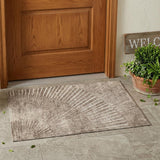 3' X 5' Taupe and Ivory Abstract Washable Non Skid Indoor Outdoor Area Rug