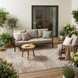 5' X 8' Taupe and Ivory Abstract Washable Non Skid Indoor Outdoor Area Rug