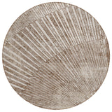 8' Round Taupe and Ivory Round Abstract Washable Non Skid Indoor Outdoor Area Rug