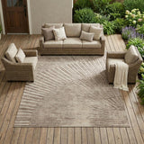 8' X 10' Taupe and Ivory Abstract Washable Non Skid Indoor Outdoor Area Rug