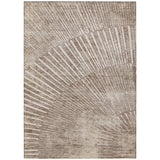 8' X 10' Taupe and Ivory Abstract Washable Non Skid Indoor Outdoor Area Rug