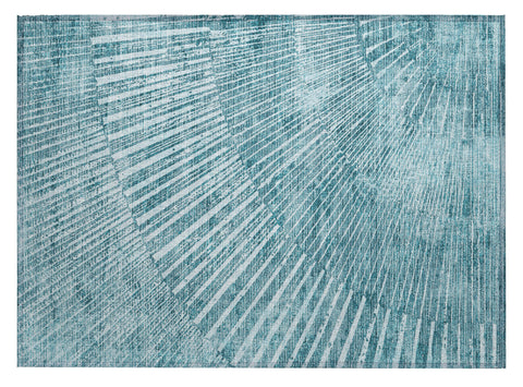 2' X 3' Teal Abstract Washable Non Skid Indoor Outdoor Area Rug
