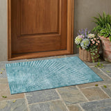 3' X 5' Teal Abstract Washable Non Skid Indoor Outdoor Area Rug